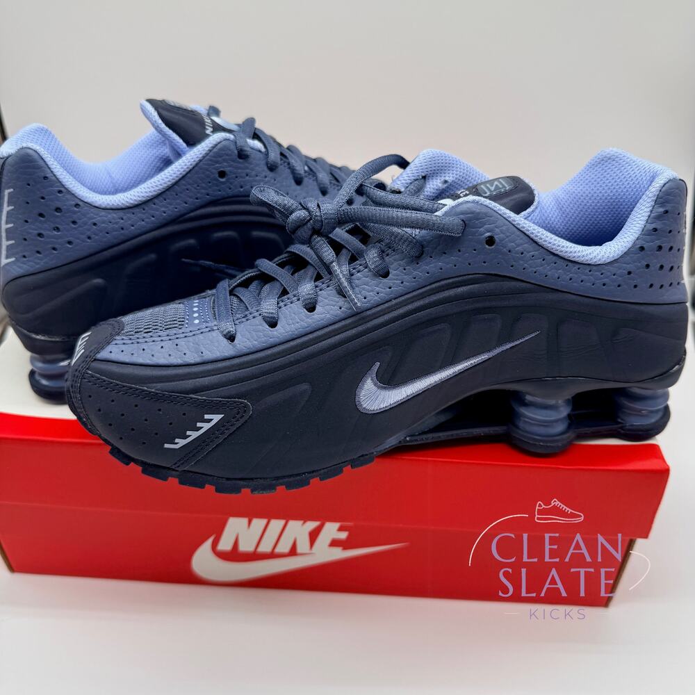 Nike Shox R4 GS Obsidian Blue/Aluminum Kids 6Y Women's 7.5 NIB - Picture 4 of 6